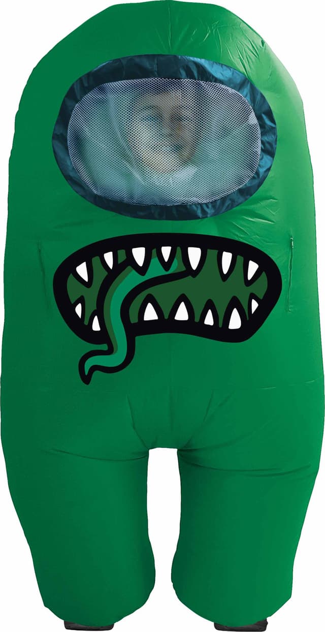 YuMe Toys Among Us oppusteligt kostume til børn (Grøn)