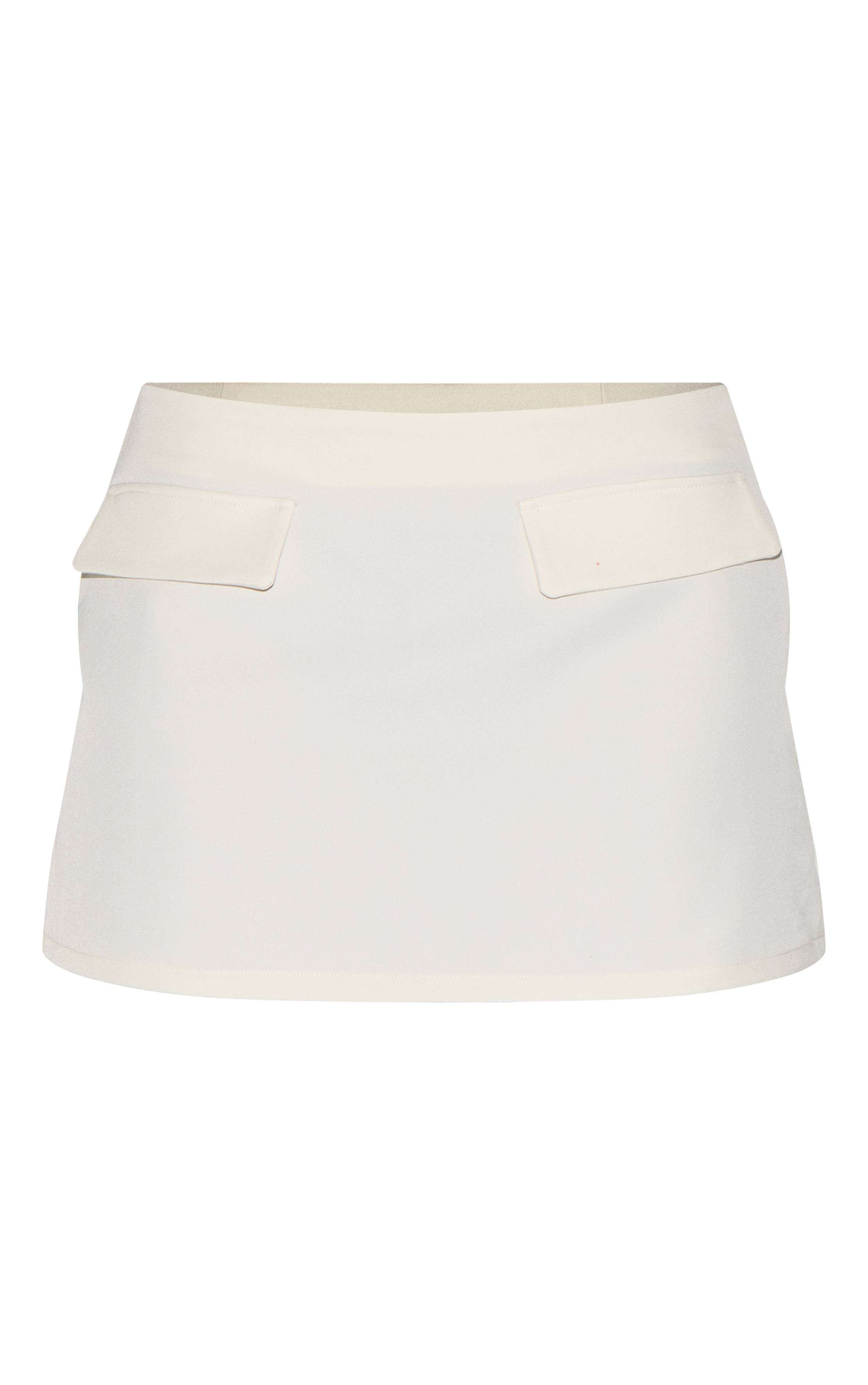 Crème Mini-jupe Ajustée Structurée En Tissu Tissé Avec Détail De Poches