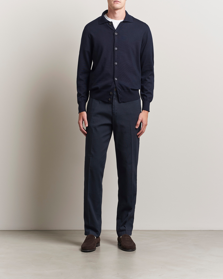 Altea Merino Wool Cardigan Navy