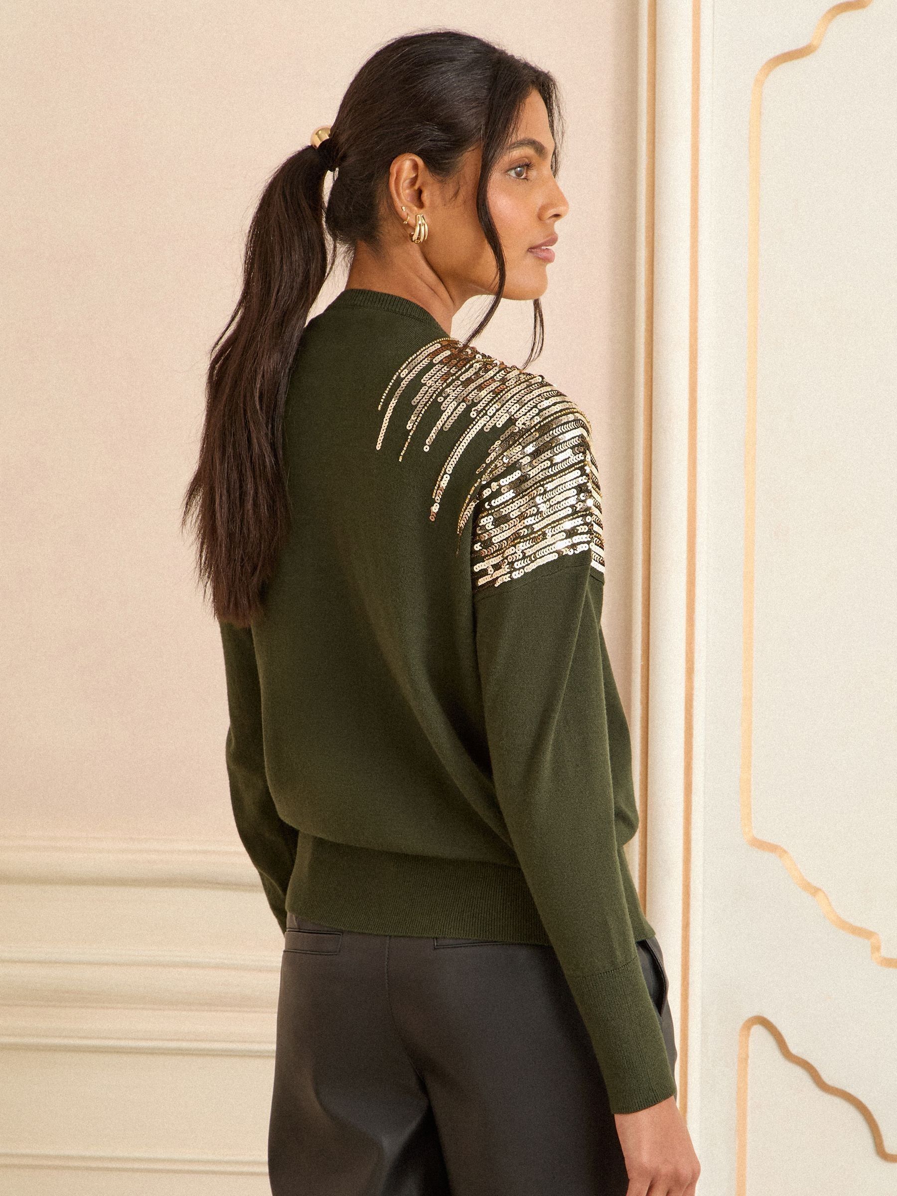 Kakigroen - Love & Roses Sequin V-Neck Knitted Jumper