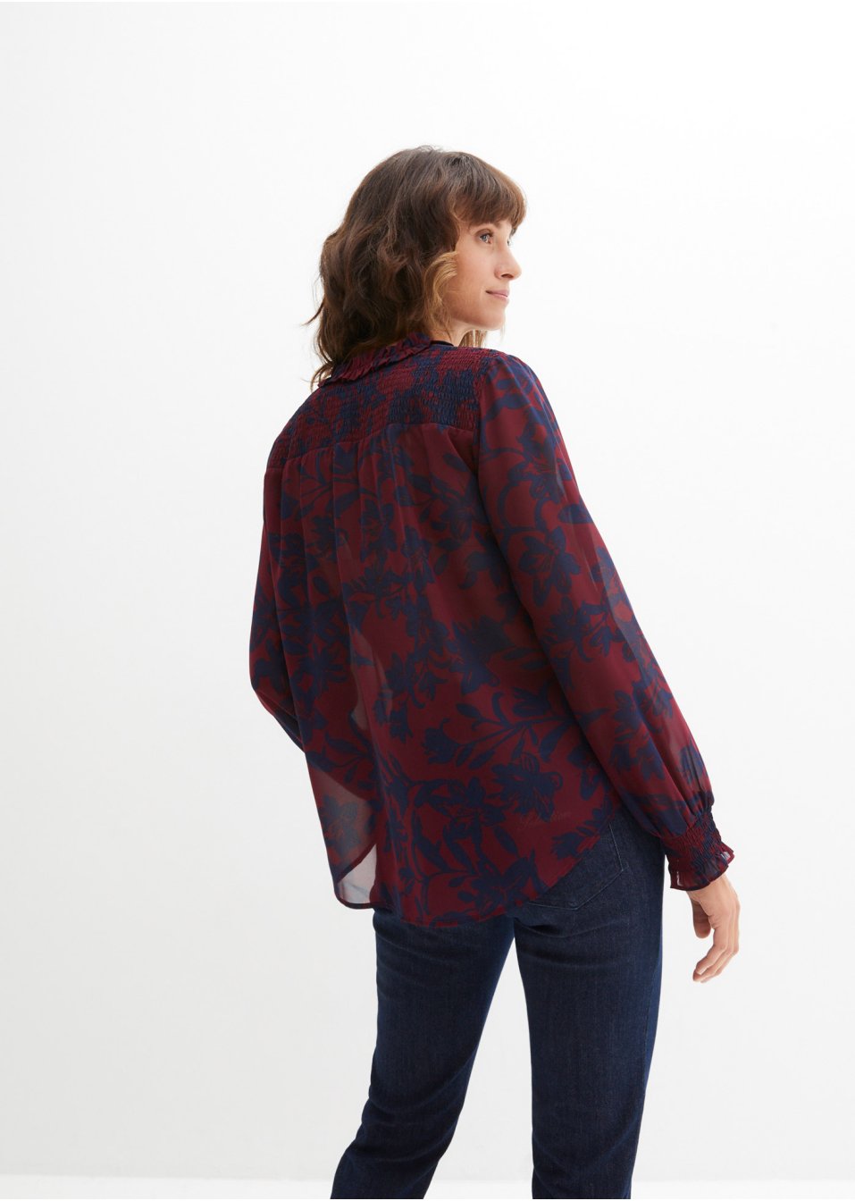 Chemisier en chiffon avec smocks