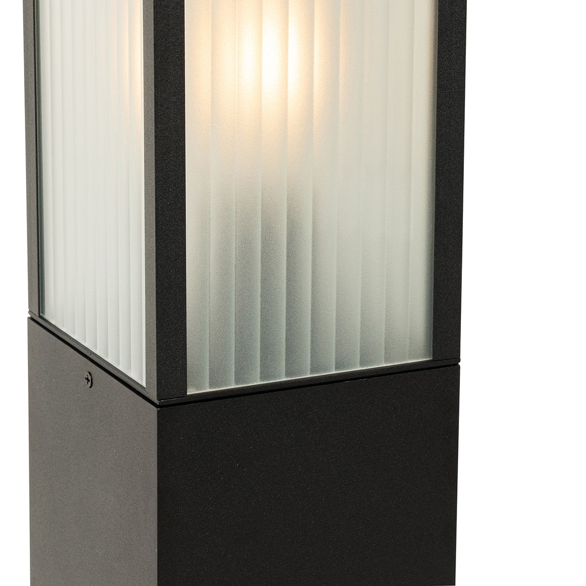 Smart staande buitenlamp zwart met ribbel glas 80 cm incl. Wifi A60 - Charlois