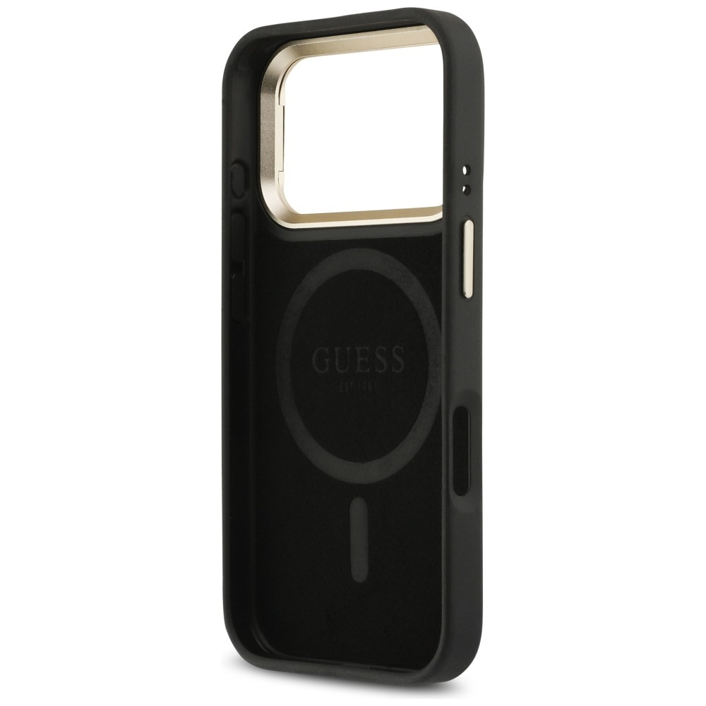 iPhone 17 Pro MagSafe Leder Hardcase Hülle 4G Triangle Logo & Stand Camera (GUHMP17LPCS4GPTK) - Schwarz