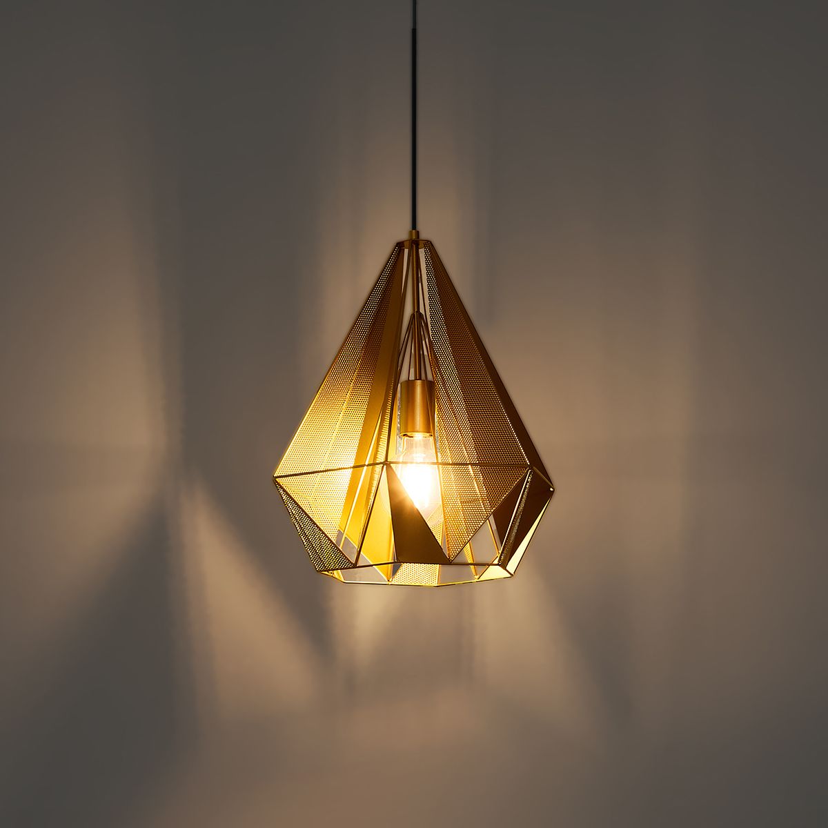 Industriële hanglamp goud met mesh - Carcass