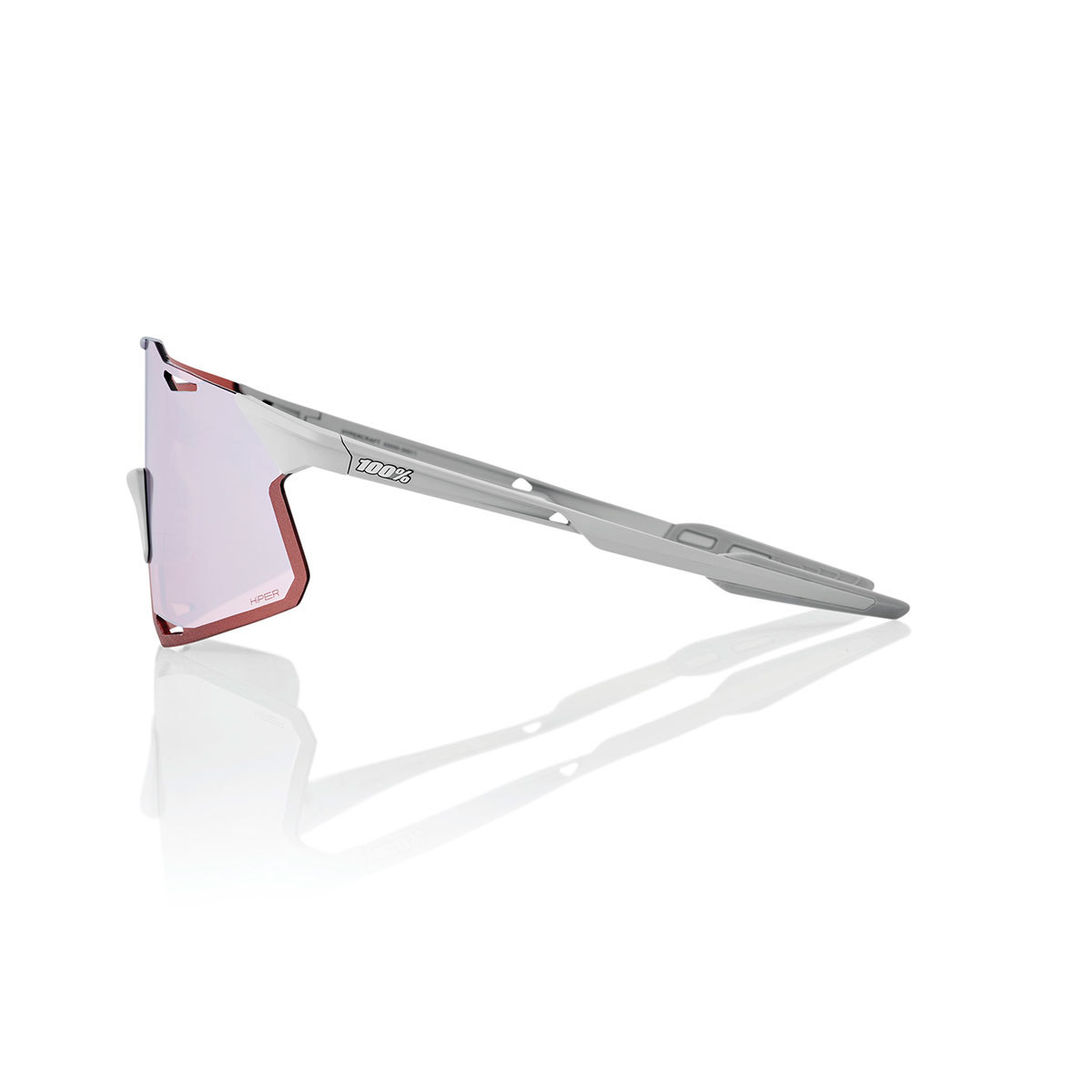 100% Hypercraft Sport Zonnebril Mat Grijs met HiPER Crimson Silver Mirror L