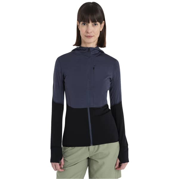 Veste polaire randonnée ICEBREAKER W MERINO 200 REALFLEECE DESCENDER LS ZIP H GRAPHITE/BLACK/CB