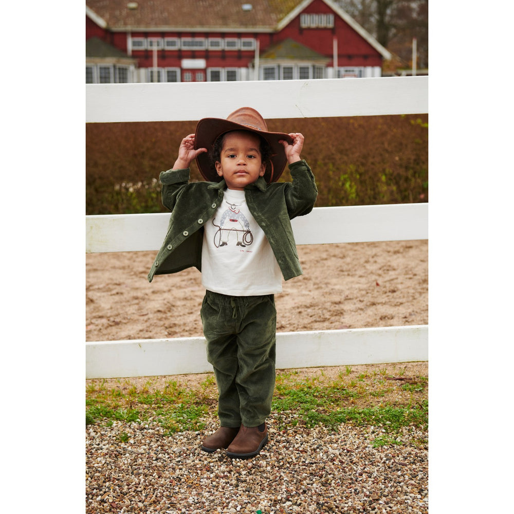 Køb COPENHAGEN COLORS Dk Green Corduroy Pant W. Adj. Waist