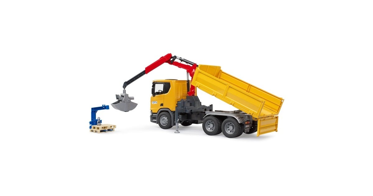 bruderScania Super 560R constructie vrachtwagen met kraan en 2 pallets Modelvoertuig  (03551)