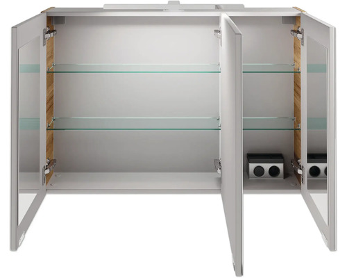 FACKELMANN B.Brillant spiegelkast, 100 x 15,1 x 68 cm, eikenhout, 2-deurs, LED, IP 20