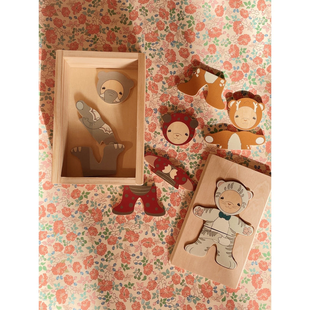 Køb Konges Sløjd Multi Wooden Bamse Dress Up Animals Fsc