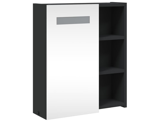 VIDAXL - Armoire de salle de bain à miroir avec led noir 45x13x52 cm