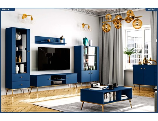 OTITEC - Armoire vitrine - h.190 x l.55 x p.40 cm - marin