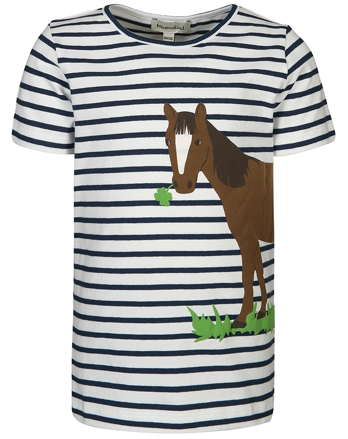 T-Shirt PFERD MIT KLEE gestreift in weiß/dunkelblau