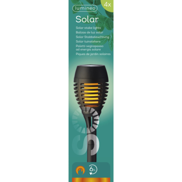 Solar LED tuinfakkels set van 4 stuks zwart met vlam-effect