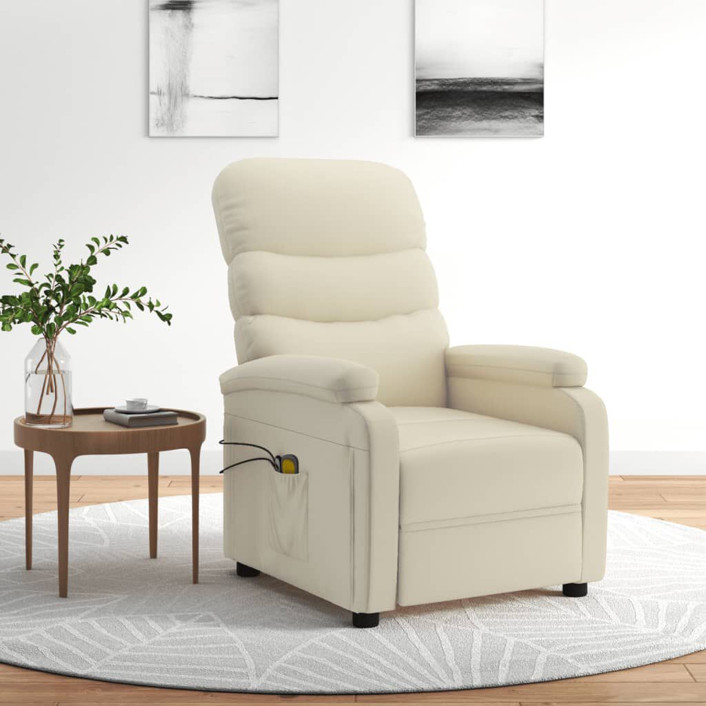 vidaXL Elektrische massagestoel, crème, kunstleer