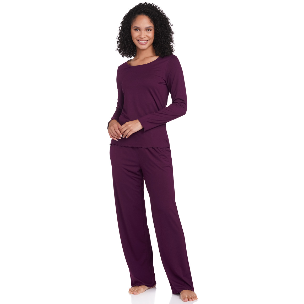 Gina Benotti Damen Loungewear-Langarmshirt in Unifarben lila