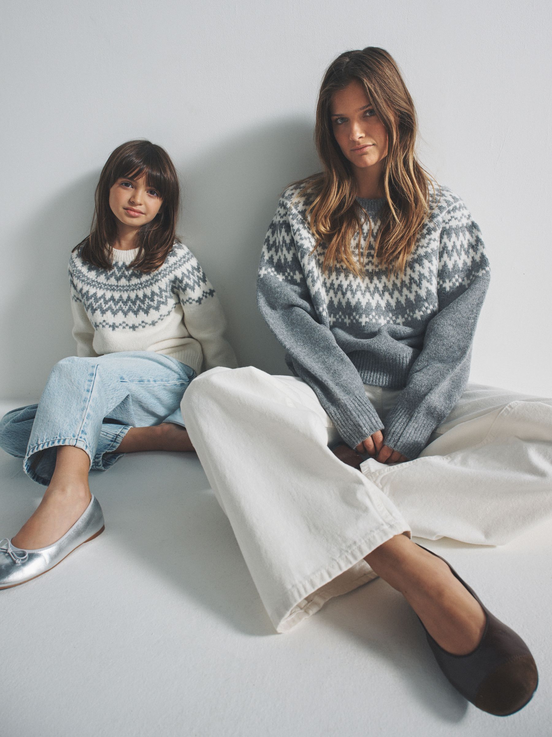 The Set 2 Pack Unisex Kids Family Fairisle Knit Jumpers