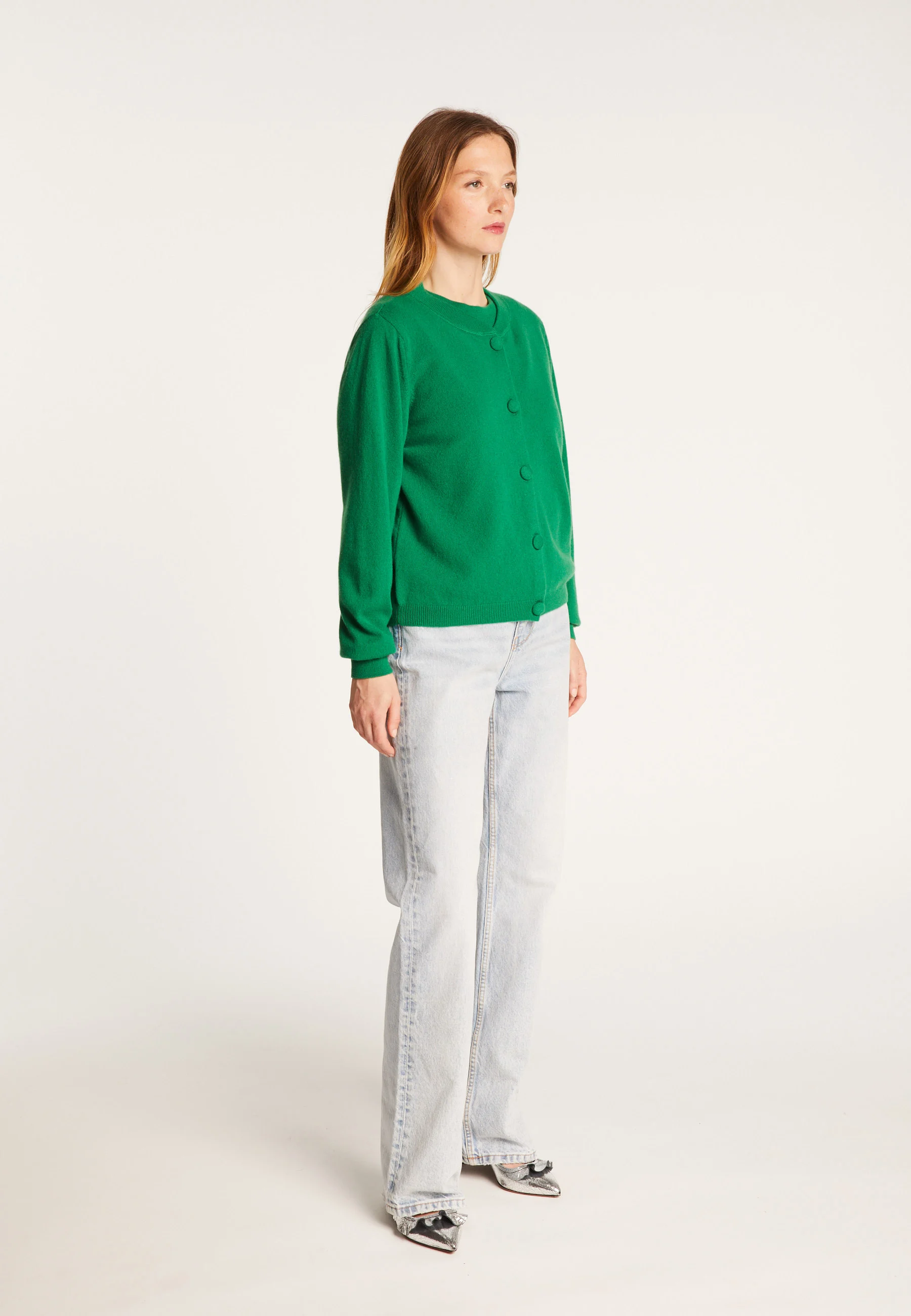 AURAAH24 - Cardigan boutonné en cachemire | Vert