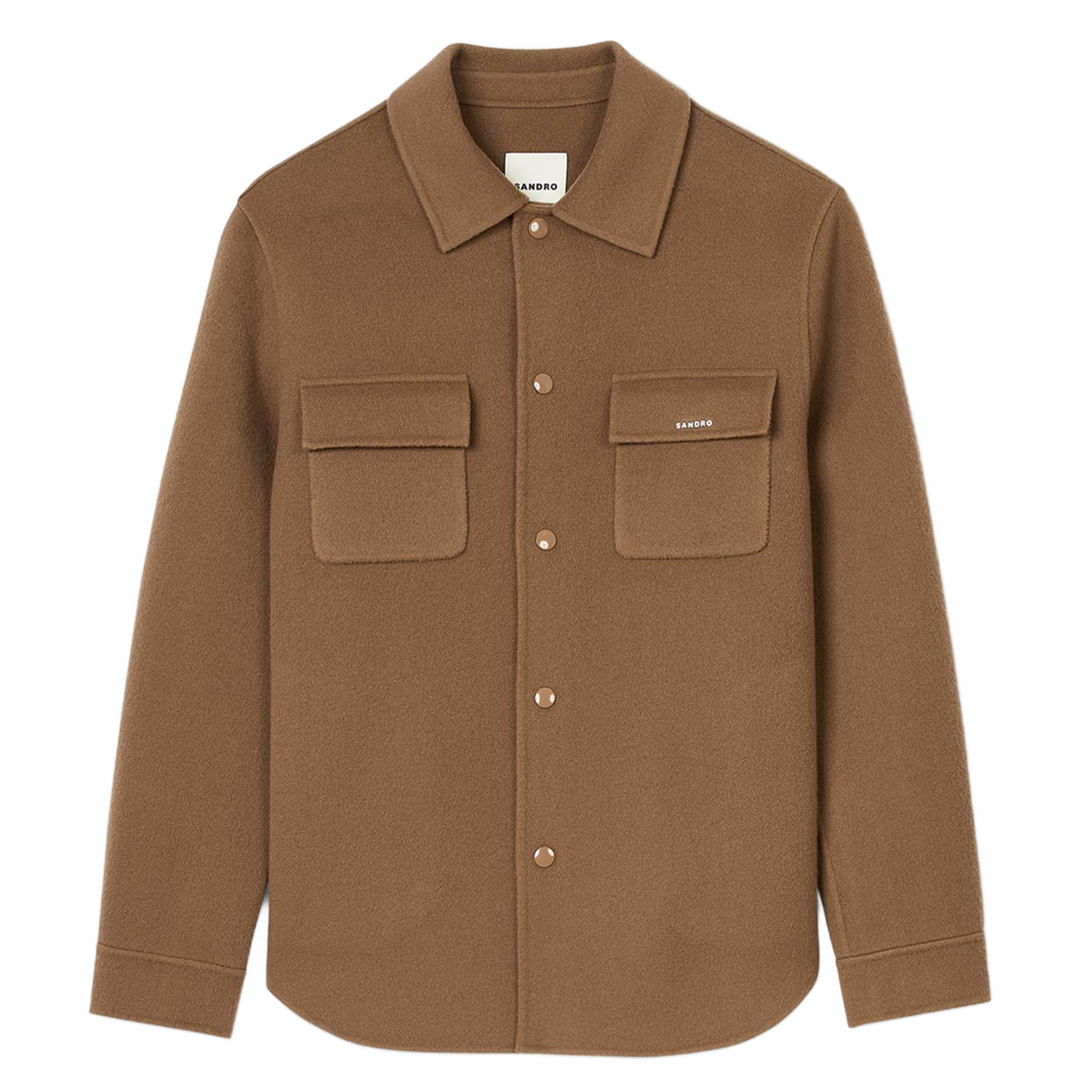 Surchemise col classique en laine | Marron