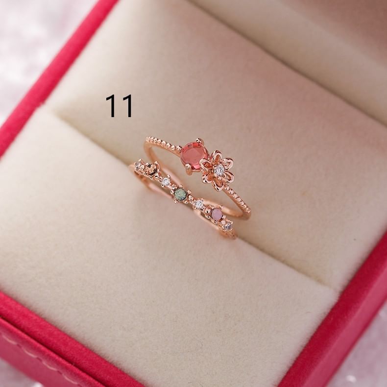 Kayochs - Open ring met strass (verschillende ontwerpen)