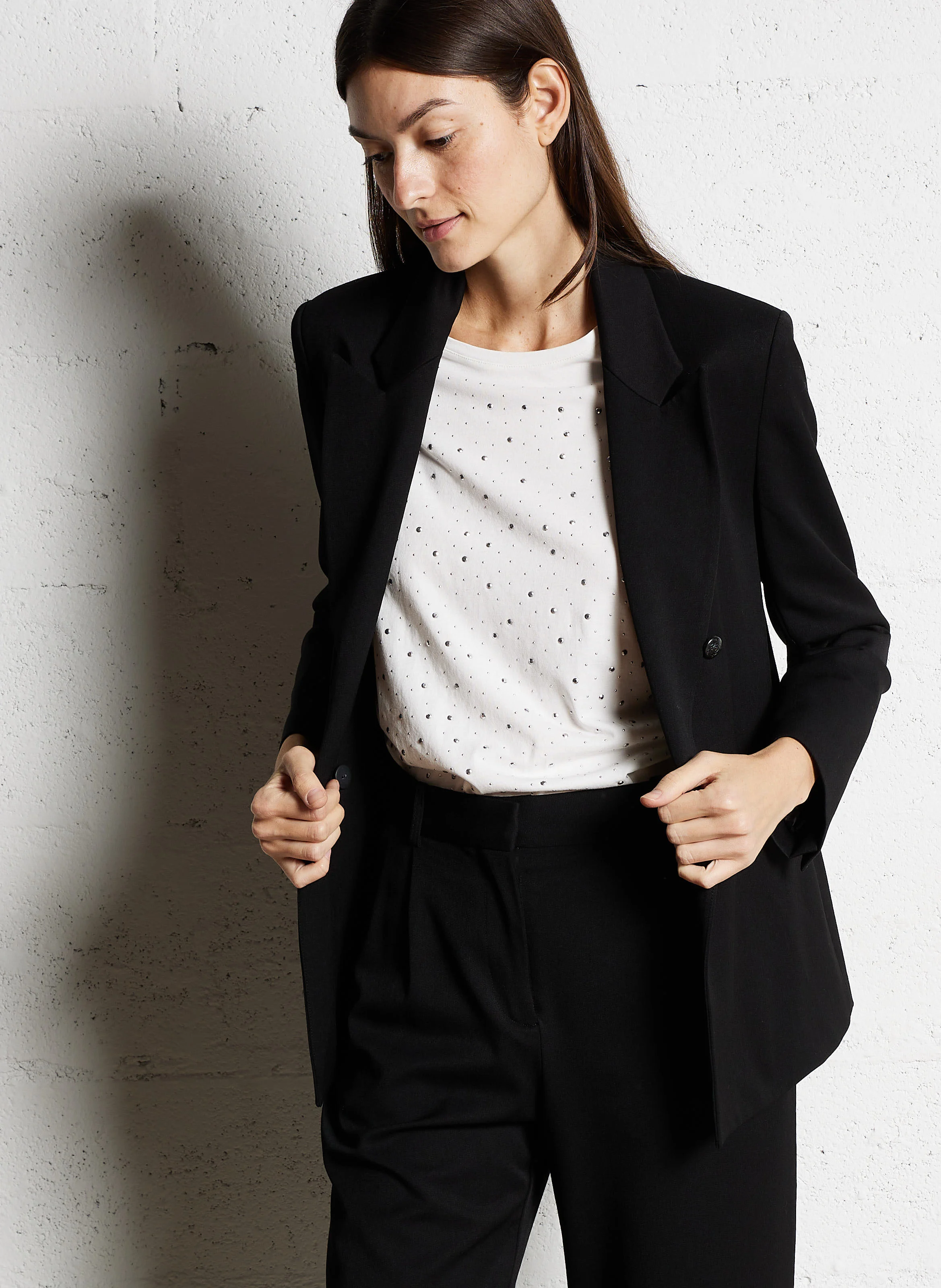 Veste droite col tailleur| Noir