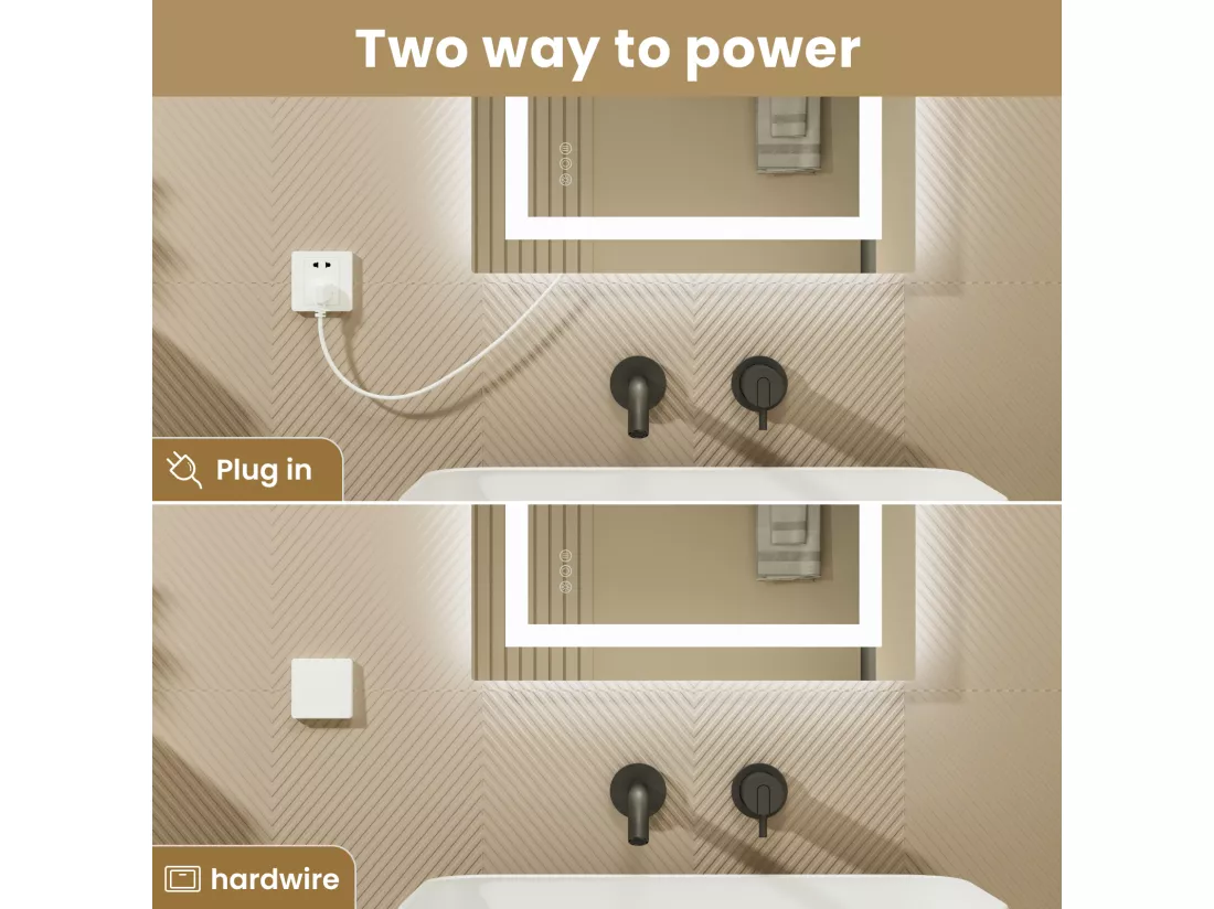 LED Miroir Lumineux Loupe+Tricolore + Anti-buée 100x60cm Salle de Bain Dimmable,Mémoire,Tactile