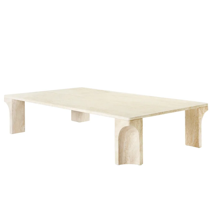 Gubi - Doric Couchtisch, 80 x 140 cm, neutral white Travertin