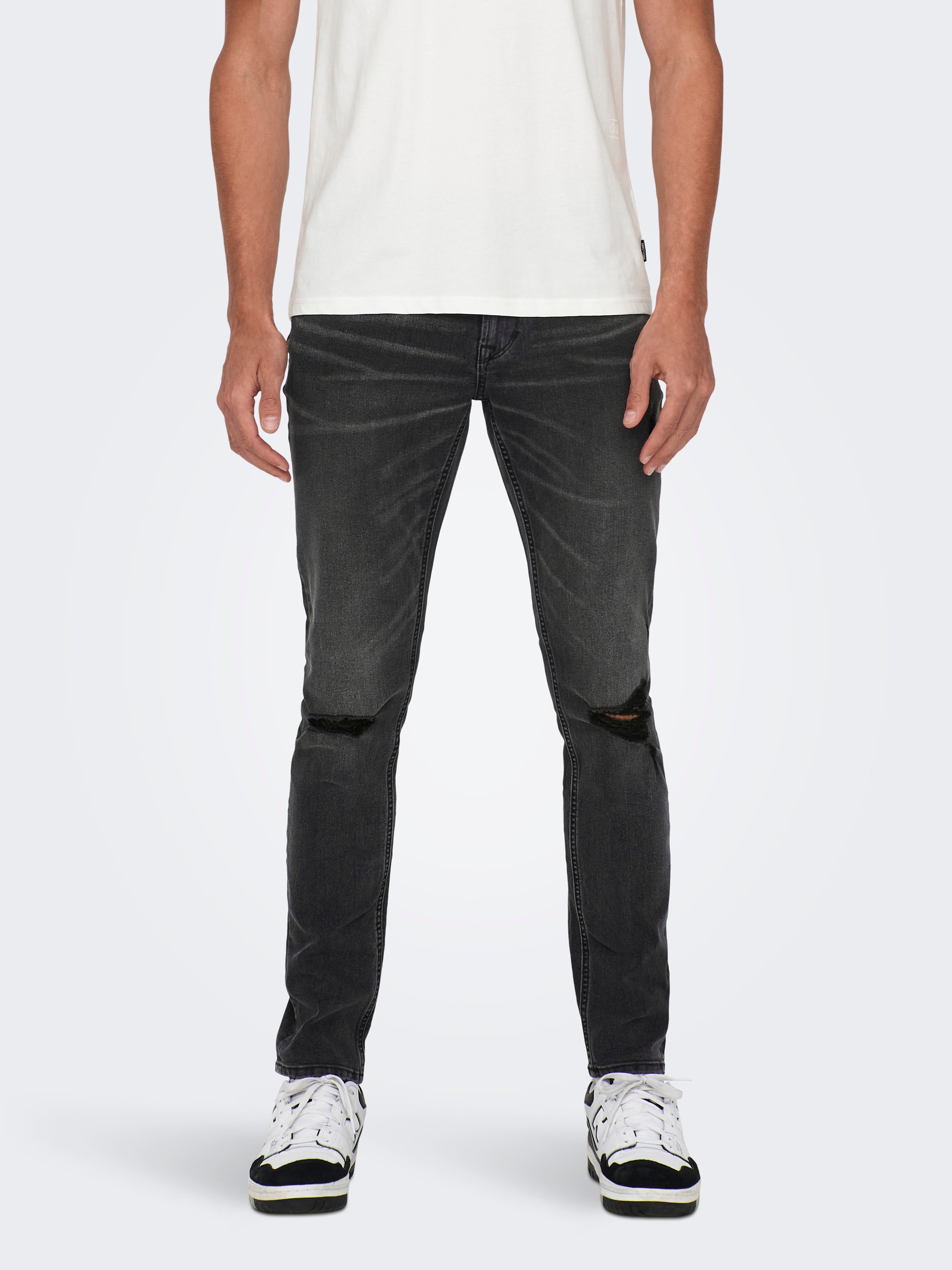ONSLOOM Mittlere Taille Slim Fit Jeans Dark Grey Denim
