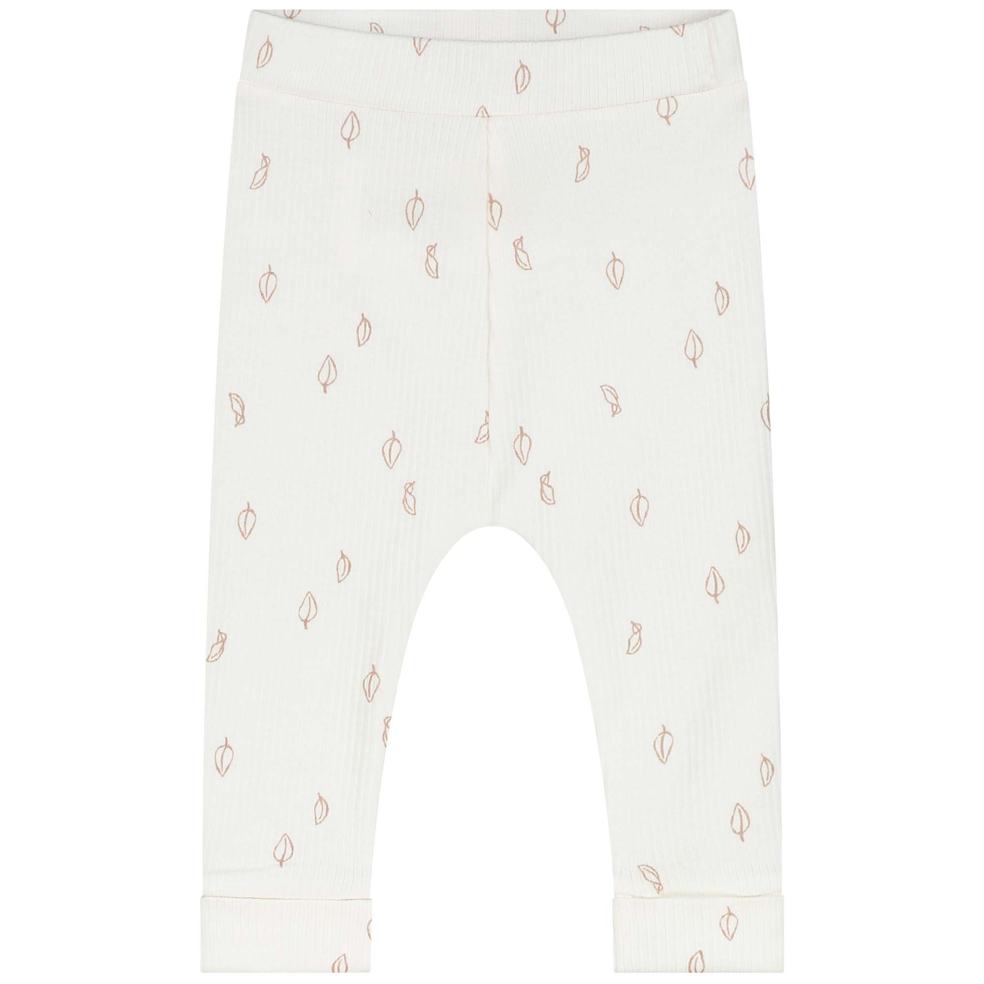 Prénatal newborn broek rib Pure  bladeren beige