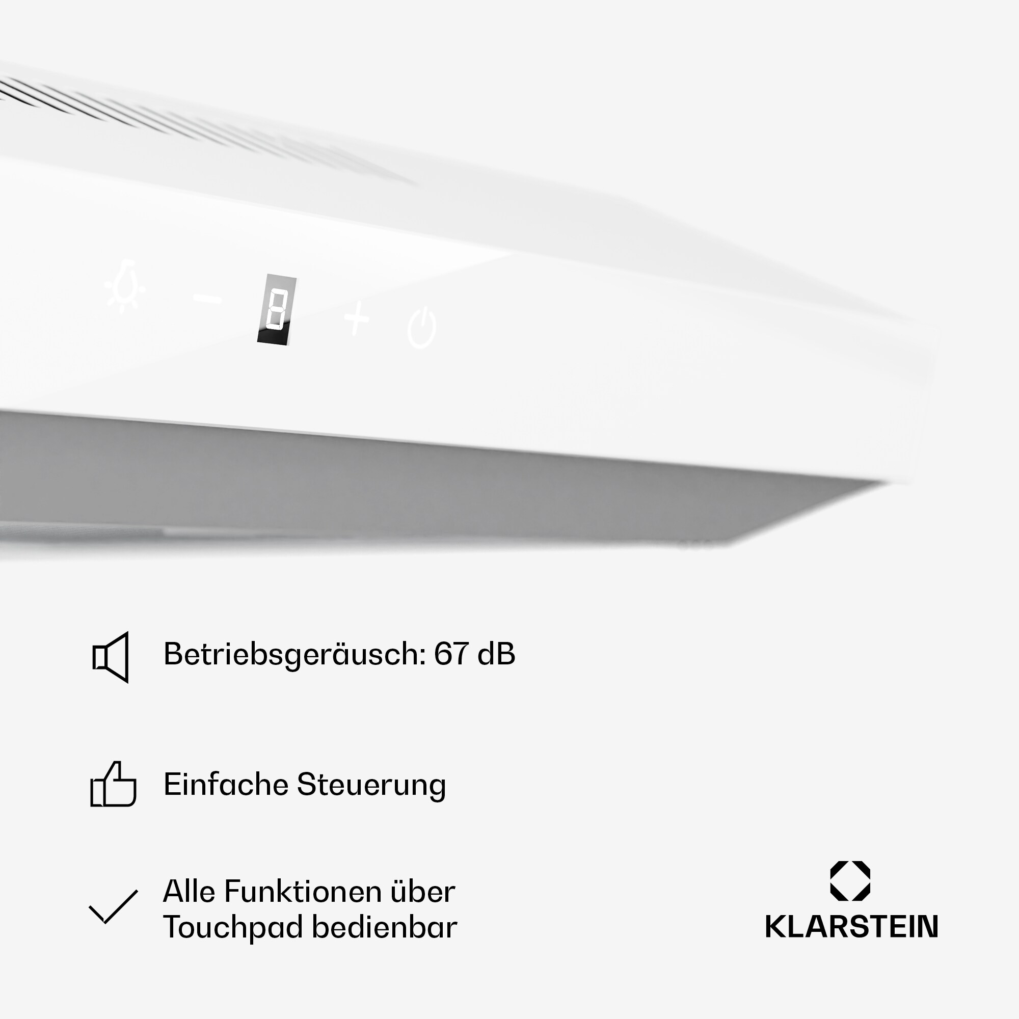 Contempo Neo Unterbauhaube Abluft/Umluft 175 m³/h Abluftleistung SenseControl integrierte Touch-Steuerung Edelstahl / Acrylglasfront