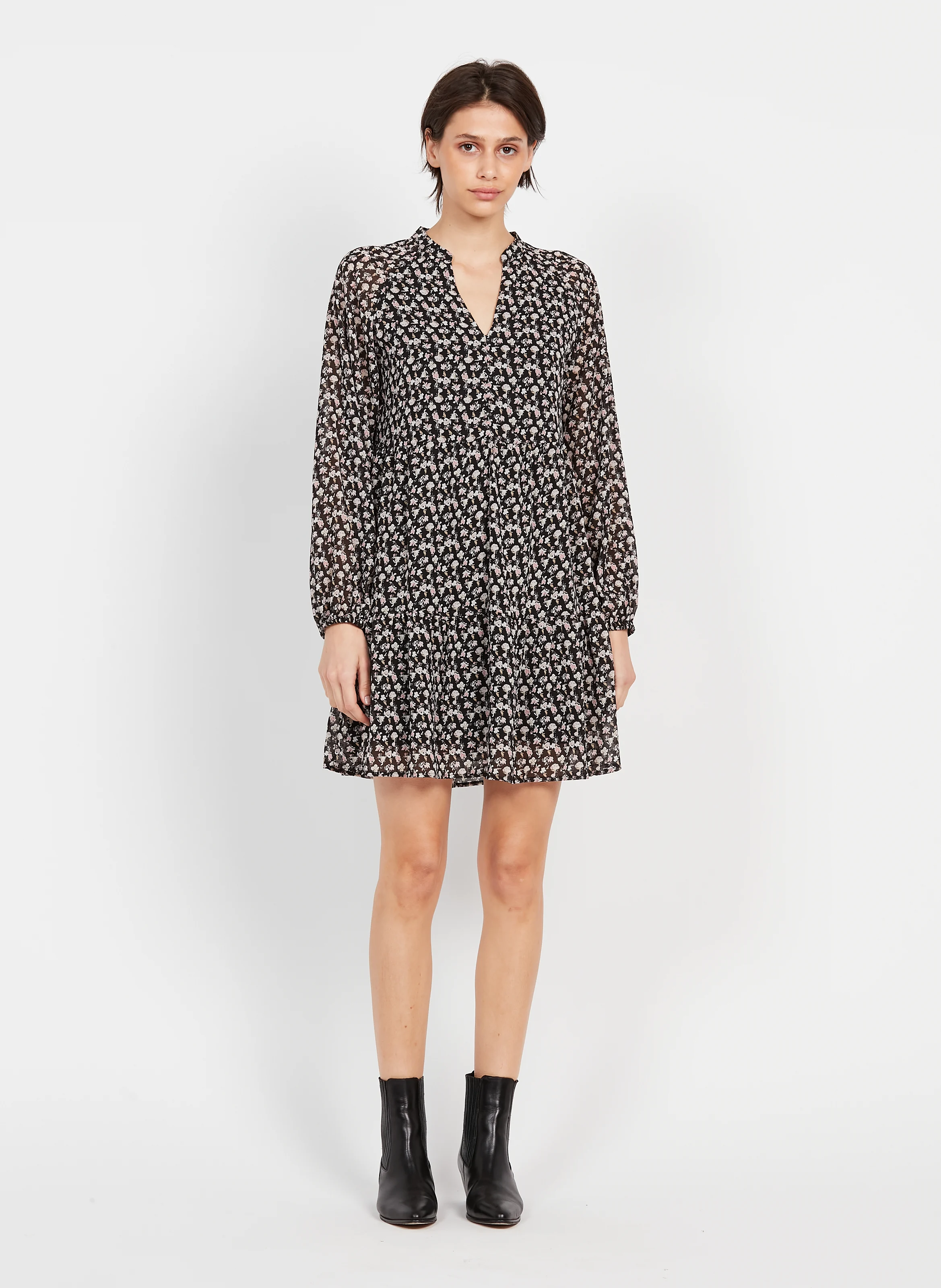 Mila Gia - Robe Mila Gia en voile à imprimé floral | Noir