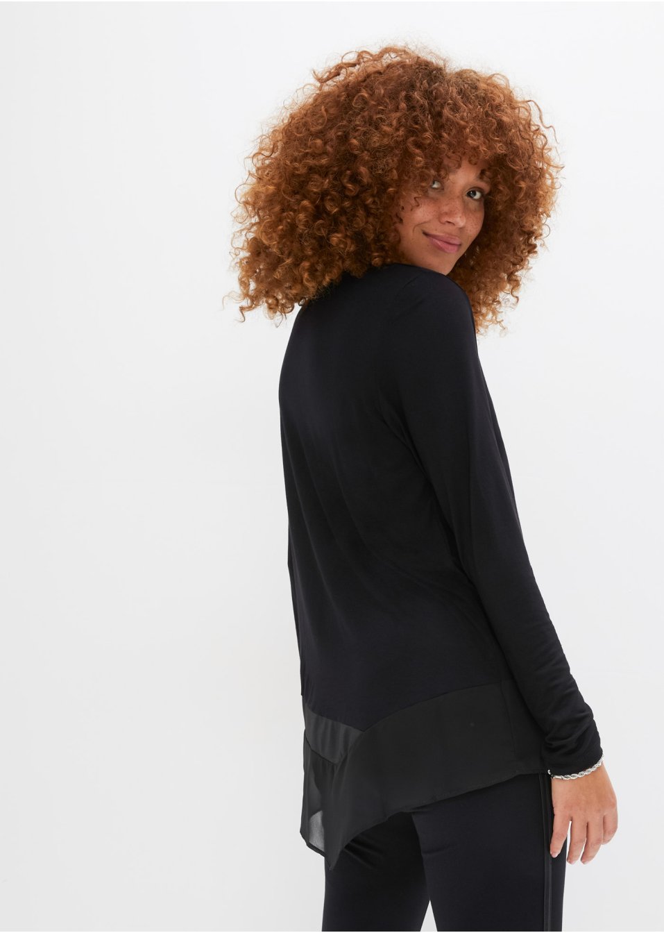 T-shirt manches longues avec mélange de matière