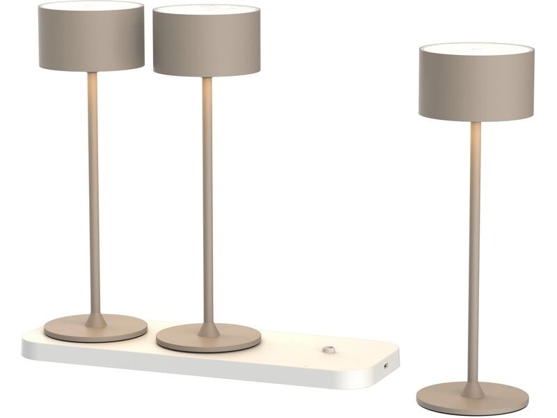 Schönenberger Tischleuchte Tavolo 3er Set, Sand Akku-Tischleuchte 3er-Set mit Ladestation
