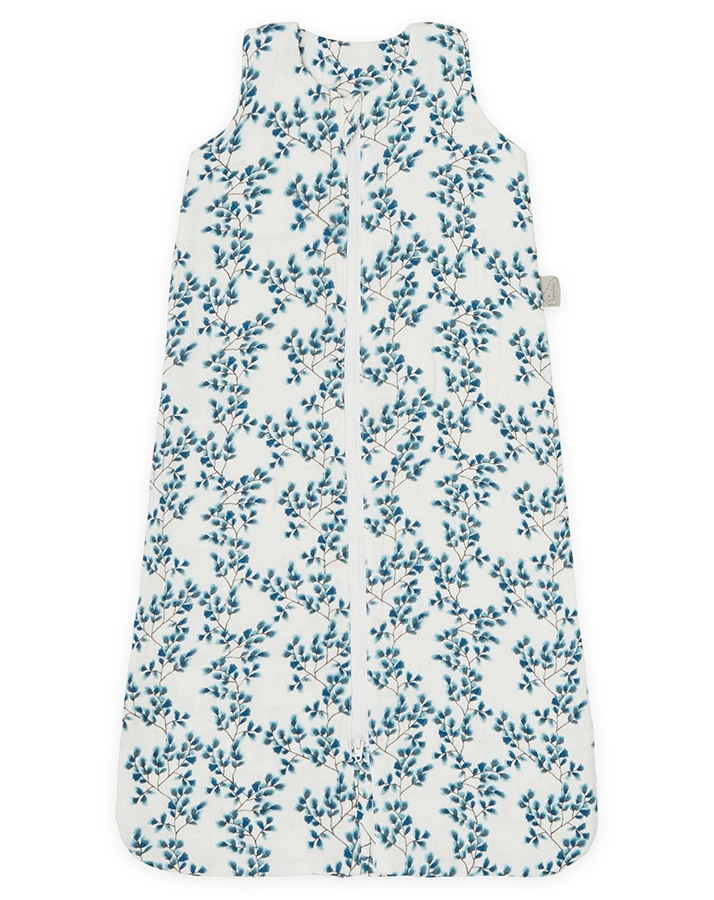Mull-Schlafsack FIORI in weiß/blau