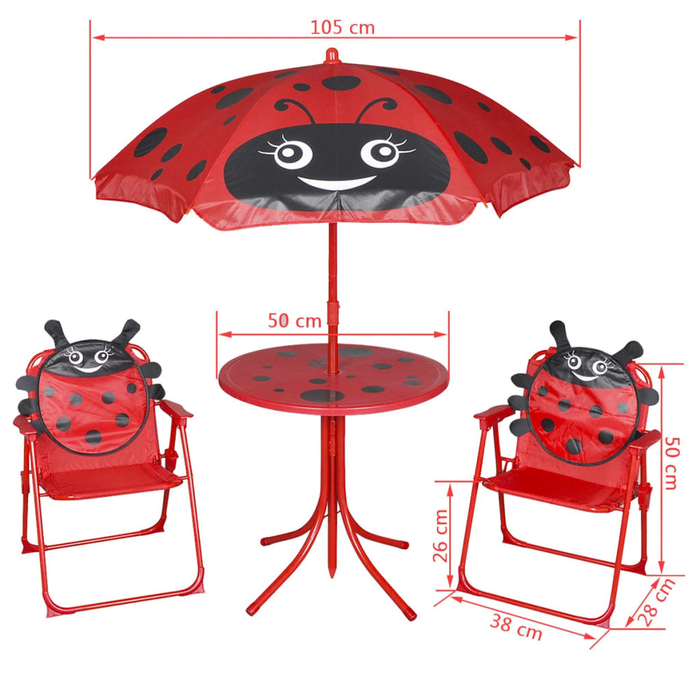 Jeu de bistro avec parasol pour enfants 3 pcs rouge