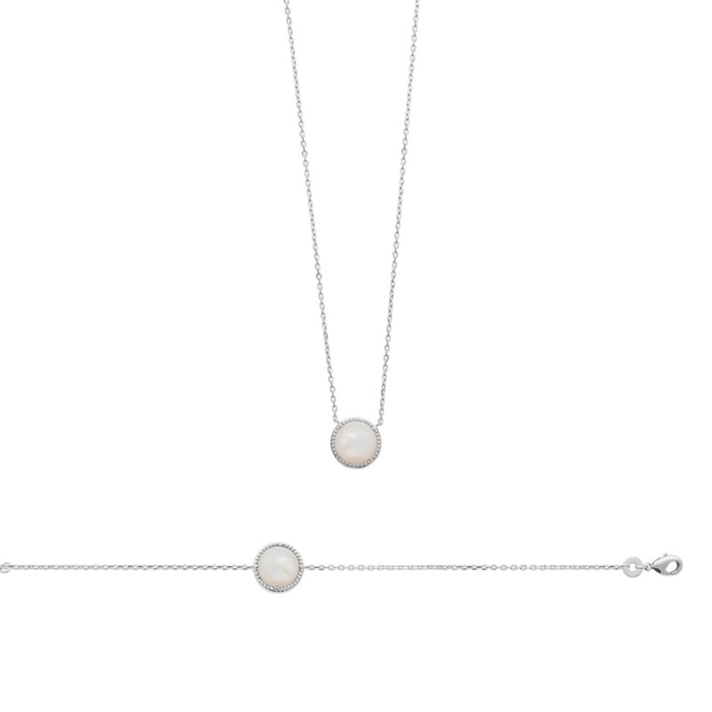 Collier Femme - Argent 925 - Nacre - Longueur : 45 cm