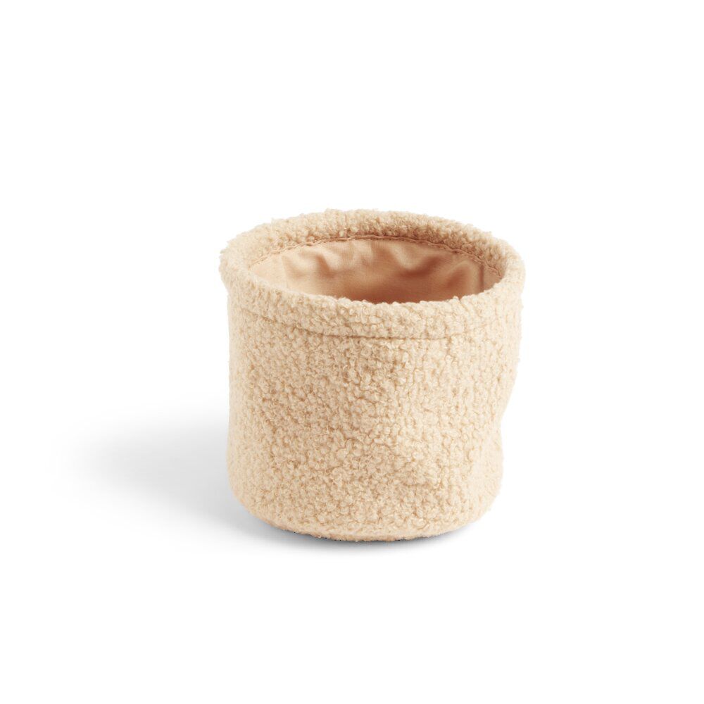 Lot de 3 panières en laine bouclée beige