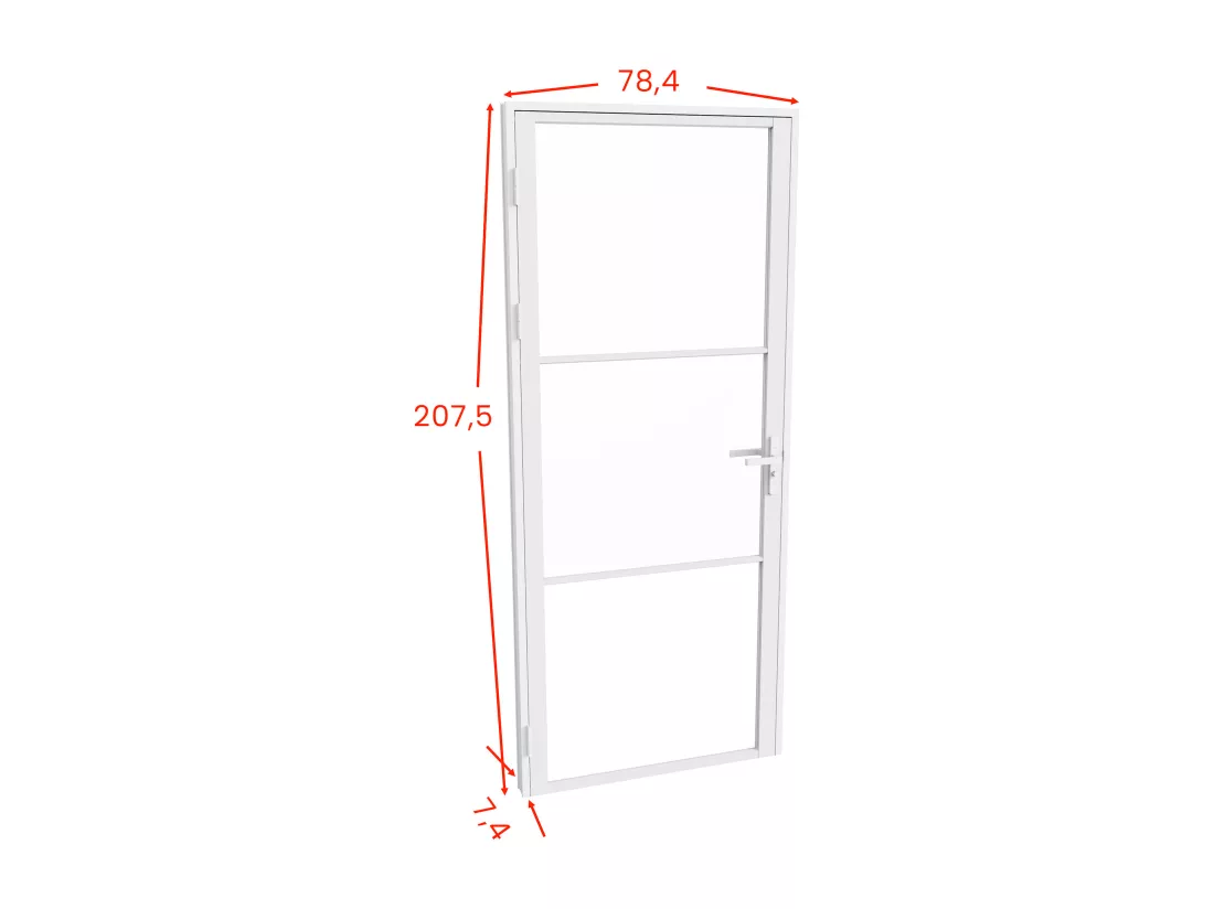 Bloc porte réversible en aluminium et verre trempé - H204 x L73 cm - Blanc - MASERU