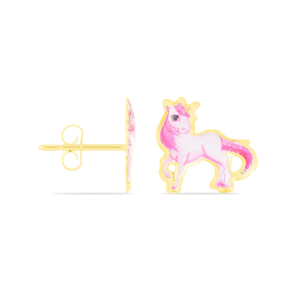 Boucles D'oreilles Puces Fantasila Cheval Or Jaune