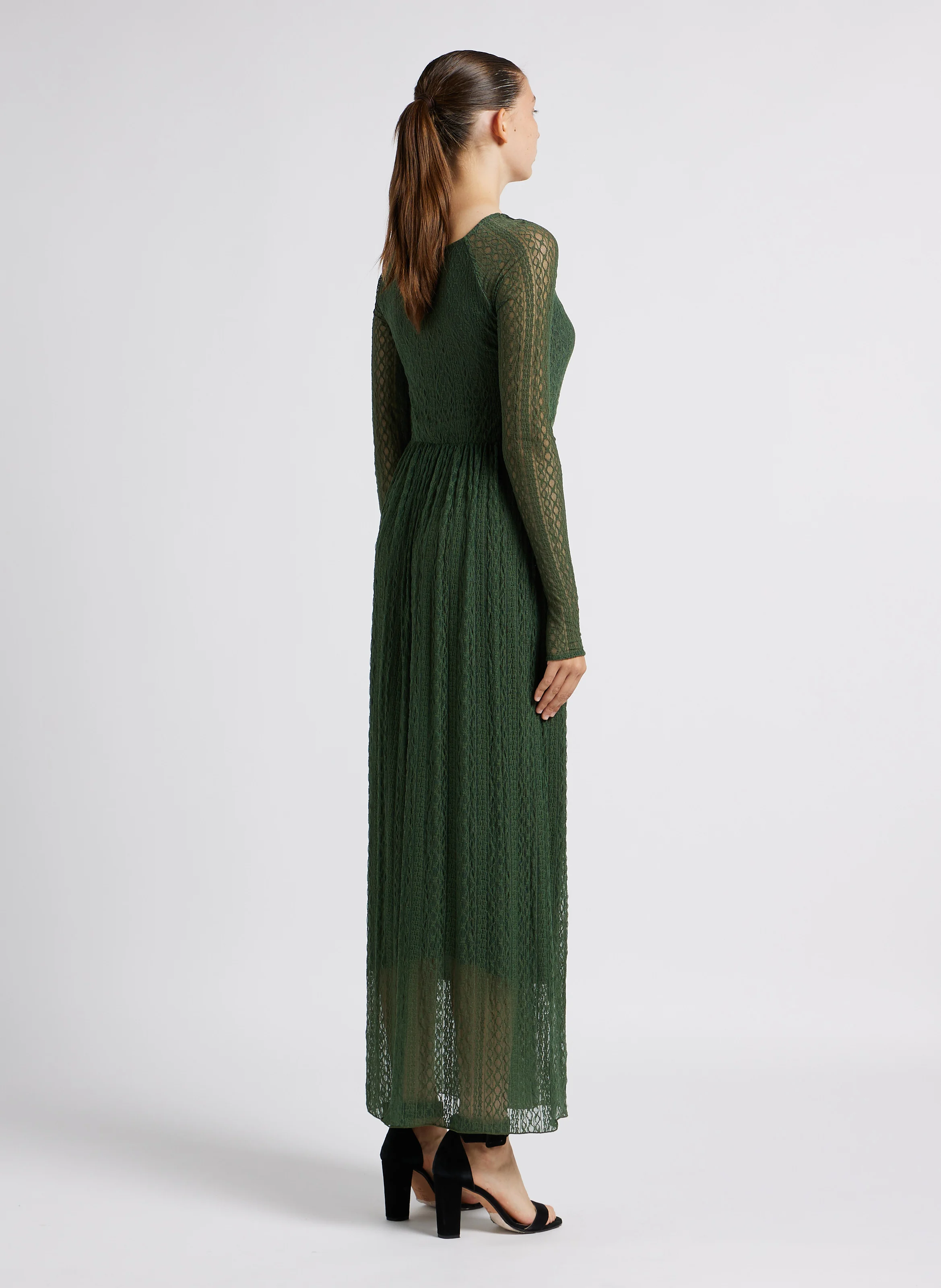 ESTER - Robe longue corset en dentelle | Vert