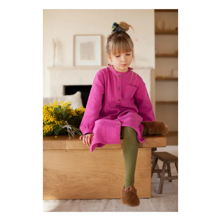 Marlot Paris Robe Gaze de Coton Romane | Rose fuschia