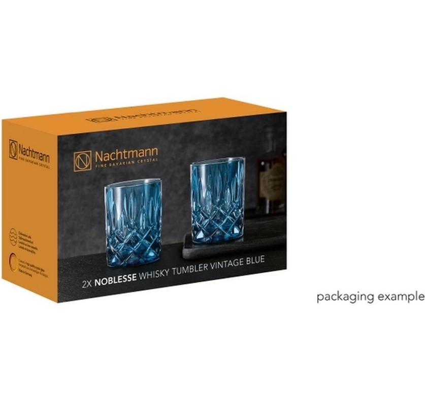 Whiskyglas NOBLESSE TUMBLER DA WHISKY, Vintage Blau, 2 StückSet mit zwei blauen Kristall-Whiskygläsern mit Rautenmuster