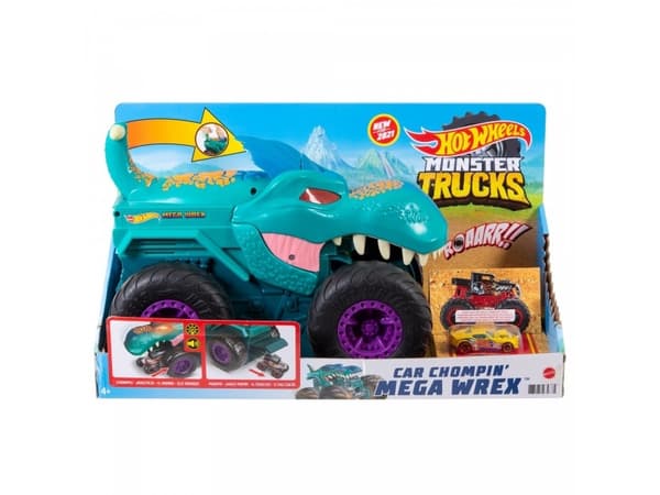 Hot Wheels Monster Trucks Car Chompin'' Mega-Wrex-kjøretøy, Kjøretøysett, 4 år, AA, Plast, Metall, Flerfarget