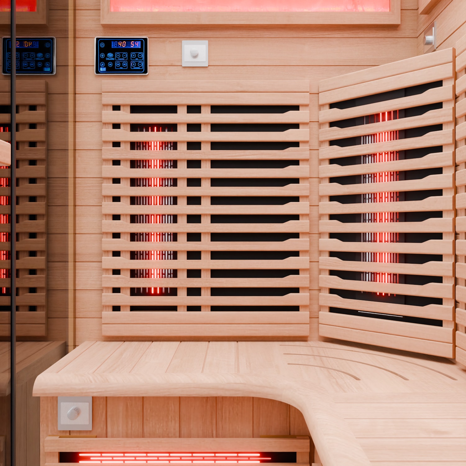 Dewello® Infrarotkabine Infrarotsauna KENORA 160x120 für 2-3 Personen aus Hemlockholz, Dual-Therm