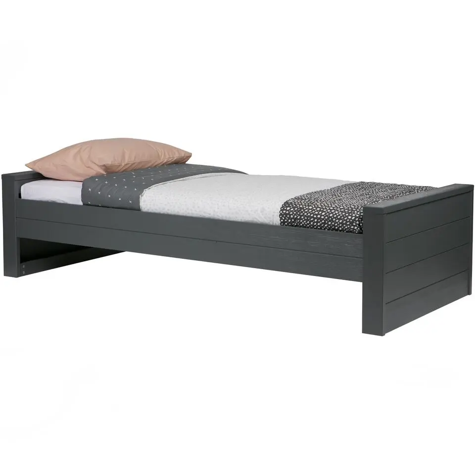 WOOOD Dennis Bed Excl Lade - Grenen - Staal Grijs - 53x219x95
