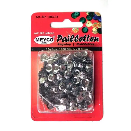 Meyco Pailletten silber metallic, 1400 St., 6mm, 15g