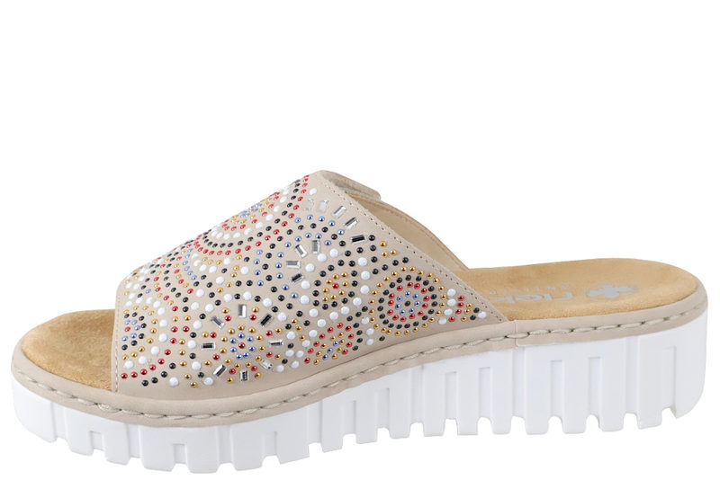 RIEKER SLENTERS I BEIGE PU MED PYNTESTEN