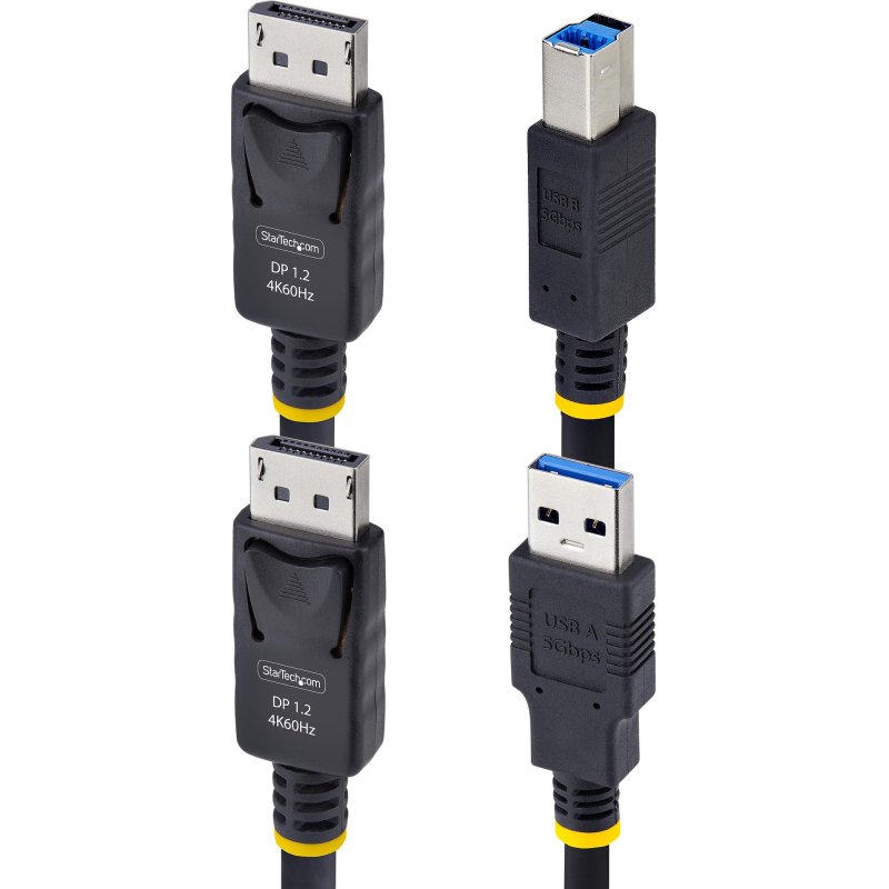 StarTech.com Câble KVM DisplayPort de 3m et USB 5Gbps, 4K 60Hz, Câble Combo DP 1.2 et USB pour Commutateurs/Switchs KVM