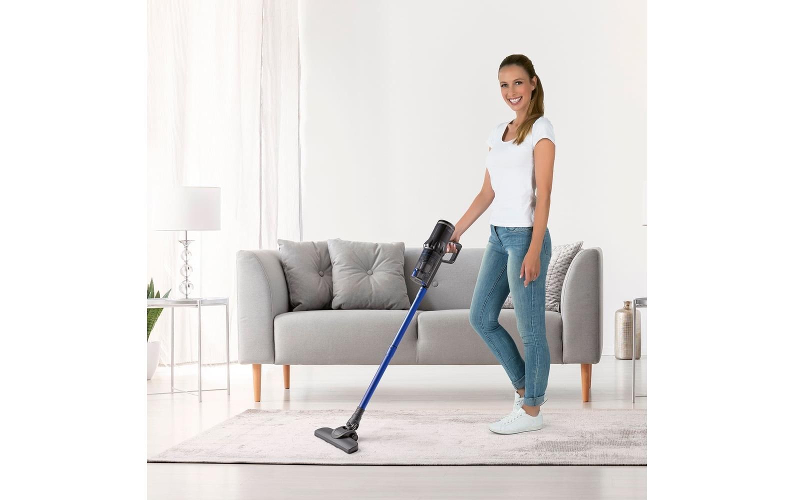 Akku-Hand- und Stielsauger Blau/GrauKompakter Akku Zyklon Staubsauger