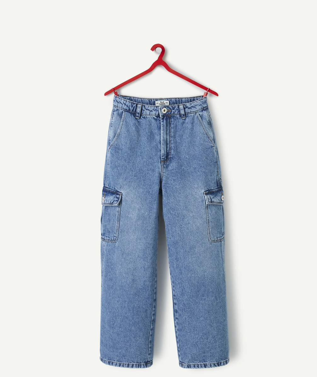 PANTALON WIDELEG CARGO FILLE EN DENIM LOW IMPACT